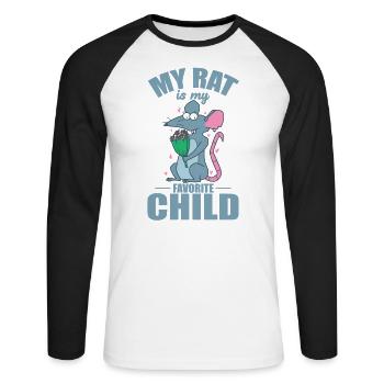 My Rat is my Favorite Child Rodent - Unisex Long Sleeve Baseball T-Shirt - white/black - Front - Nik (191cm)