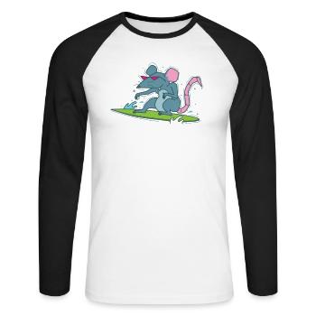 Ratte surft Haustier Nagetier - Unisex Baseballshirt langarm - Weiß/Schwarz - Vorne - Nik (191cm)
