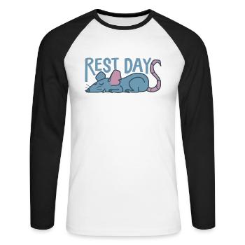 Rest Day Rat Sleeps Nature Rodent - Unisex Long Sleeve Baseball T-Shirt - white/black - Front - Nik (191cm)