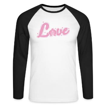 Fleur d’amour Orchidée Fleur Plante - T-shirt baseball manches longues Homme - blanc/noir - Devant - Nik (191cm)