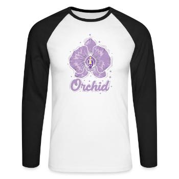 Orchid Nature Plant Flower - Unisex Long Sleeve Baseball T-Shirt - white/black - Front - Nik (191cm)