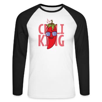Chili King Spice Heat Scoville - T-shirt baseball manches longues Homme - blanc/noir - Devant - Nik (191cm)
