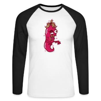 Niveau d’épices Crazy Chili - T-shirt baseball manches longues Homme - blanc/noir - Devant - Nik (191cm)