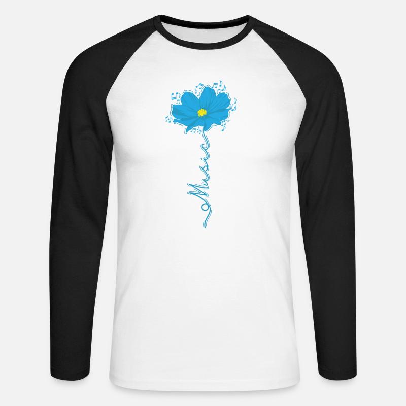 Music mit Blume Musiknote - Unisex Baseballshirt langarm - Weiß/Schwarz