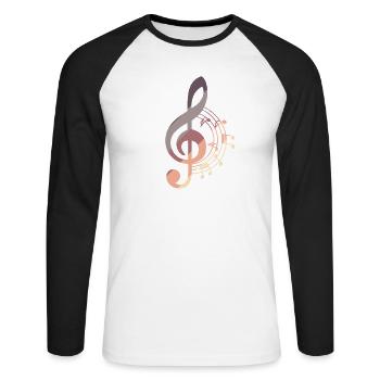Clef Music with Harmony - Unisex Long Sleeve Baseball T-Shirt - white/black - Front - Nik (191cm)