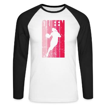 Queen Basketball Frauen Sport - Unisex Baseballshirt langarm - Weiß/Schwarz - Vorne - Nik (191cm)