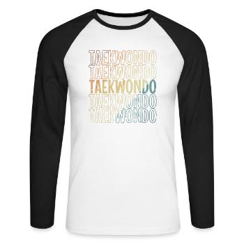 Taekwondo Arts Martiaux Arts Martiaux Fitness - T-shirt baseball manches longues Homme - blanc/noir - Devant - Nik (191cm)