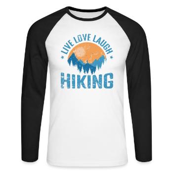 Live Love Laugh Hiking Outdoor Hobby - Unisex Long Sleeve Baseball T-Shirt - white/black - Front - Nik (191cm)