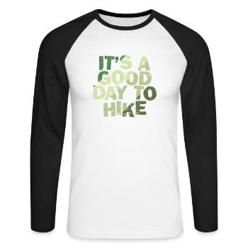 C’est une bonne journée pour faire de la randonnée dans la nature - T-shirt baseball manches longues Homme - blanc/noir - Devant - Nik (191cm)