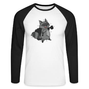 Lavable avec sac poubelle omnivore nocturne - T-shirt baseball manches longues Homme - blanc/noir - Devant - Nik (191cm)