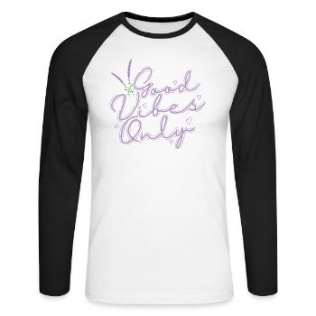 Vibes only Lavendel Garten Duft Pflanze - Unisex Baseballshirt langarm - Weiß/Schwarz - Vorne - Nik (191cm)
