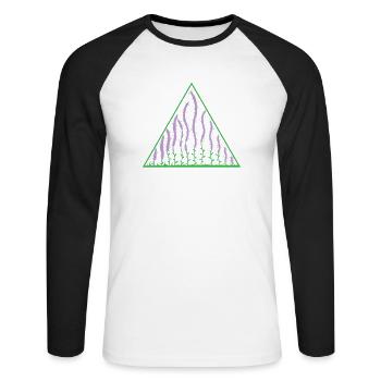 Lavendel im Dreieck Pflanze Garten Duft - Unisex Baseballshirt langarm - Weiß/Schwarz - Vorne - Nik (191cm)