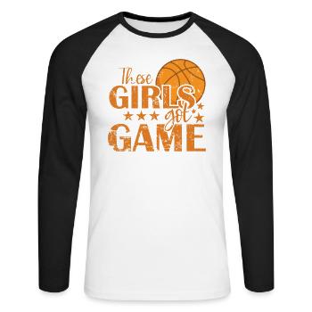 Ces filles ont obtenu le jeu de basket-ball femmes sports - T-shirt baseball manches longues Homme - blanc/noir - Devant - Nik (191cm)