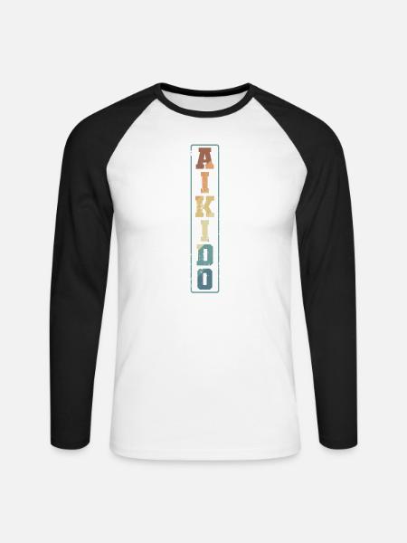 Aikido elegante Kampfkunst Training - Unisex Baseballshirt langarm - Weiß/Schwarz
