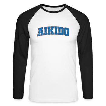 Aikido Sport Training Kampfsport - Unisex Baseballshirt langarm - Weiß/Schwarz - Vorne - Nik (191cm)