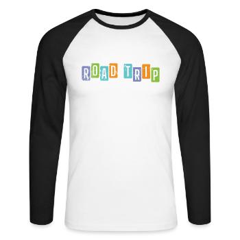 Road Trip Reise Picknick Abenteuer Route - Unisex Baseballshirt langarm - Weiß/Schwarz - Vorne - Nik (191cm)