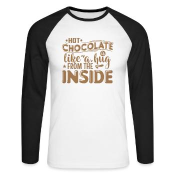 Hot Chocolate is like a Hug from the Inside - Unisex Long Sleeve Baseball T-Shirt - white/black - Front - Nik (191cm)