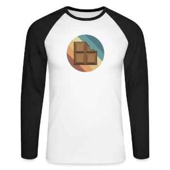 Barre Chocolat Bonbons Cacao - T-shirt baseball manches longues Homme - blanc/noir - Devant - Nik (191cm)