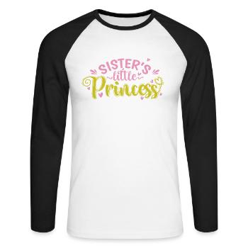 Sister's little Princess - Unisex Baseballshirt langarm - Weiß/Schwarz - Vorne - Nik (191cm)