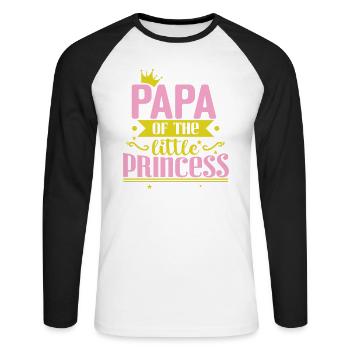 Papa de la petite princesse - T-shirt baseball manches longues Homme - blanc/noir - Devant - Nik (191cm)