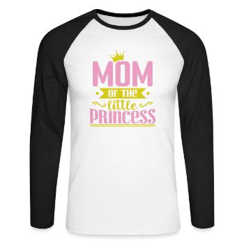 Maman de la petite princesse - T-shirt baseball manches longues Homme - blanc/noir - Devant - Nik (191cm)