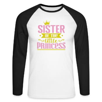 Soeur de la petite princesse - T-shirt baseball manches longues Homme - blanc/noir - Devant - Nik (191cm)