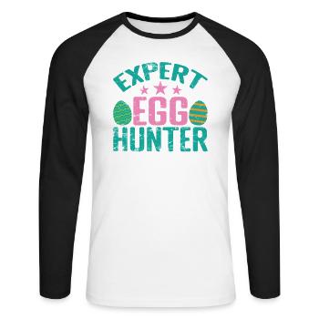 Expert Egg Hunter Easter Colorful Easter Eggs - Unisex Long Sleeve Baseball T-Shirt - white/black - Front - Nik (191cm)