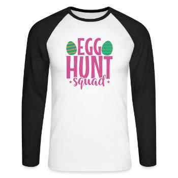 Egg Hunt Squad Easter Colorful Easter Eggs - Unisex Long Sleeve Baseball T-Shirt - white/black - Front - Nik (191cm)