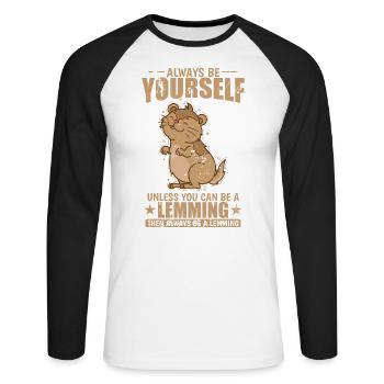 Be a Lemming if you can Rodent - Unisex Long Sleeve Baseball T-Shirt - white/black - Front - Nik (191cm)