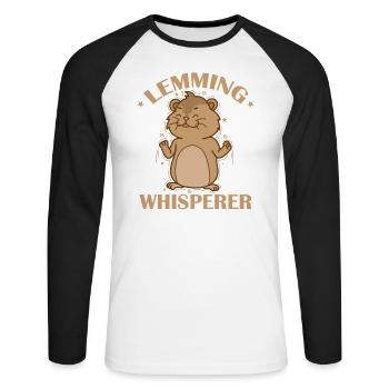 Lemming Whisperer Rodent - Unisex Long Sleeve Baseball T-Shirt - white/black - Front - Nik (191cm)