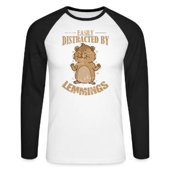 Facilement distrait par le rongeur Lemmings - T-shirt baseball manches longues Homme - blanc/noir - Devant - Nik (191cm)
