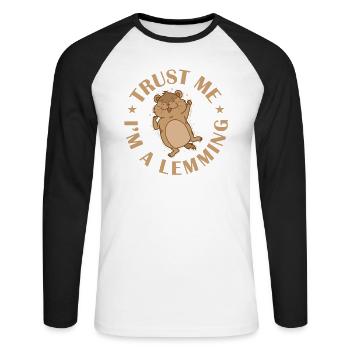 Trust me I'm a lemming rodent - Unisex Long Sleeve Baseball T-Shirt - white/black - Front - Nik (191cm)