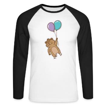 Lemming avec des ballons rongeur - T-shirt baseball manches longues Homme - blanc/noir - Devant - Nik (191cm)