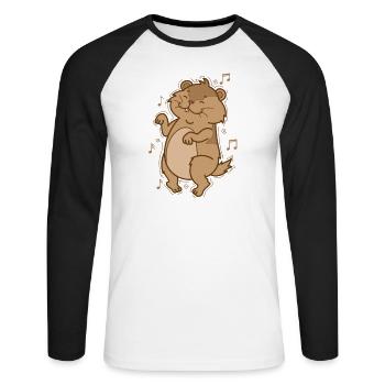 Lemming Loves Music Rodent - Unisex Long Sleeve Baseball T-Shirt - white/black - Front - Nik (191cm)