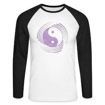 Pattern Yin and Yang Symbol Sign Harmony - Unisex Long Sleeve Baseball T-Shirt - white/black - Front - Nik (191cm)