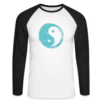 Yin Yang Symbol Sign Harmony - Unisex Long Sleeve Baseball T-Shirt - white/black - Front - Nik (191cm)