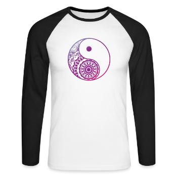 Yin and Yang Gleichgewicht China - Unisex Baseballshirt langarm - Weiß/Schwarz - Vorne - Nik (191cm)