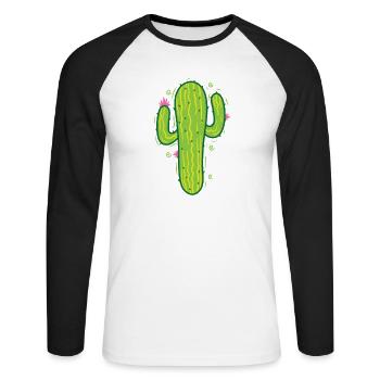 Plante de cactus du désert classique - T-shirt baseball manches longues Homme - blanc/noir - Devant - Nik (191cm)