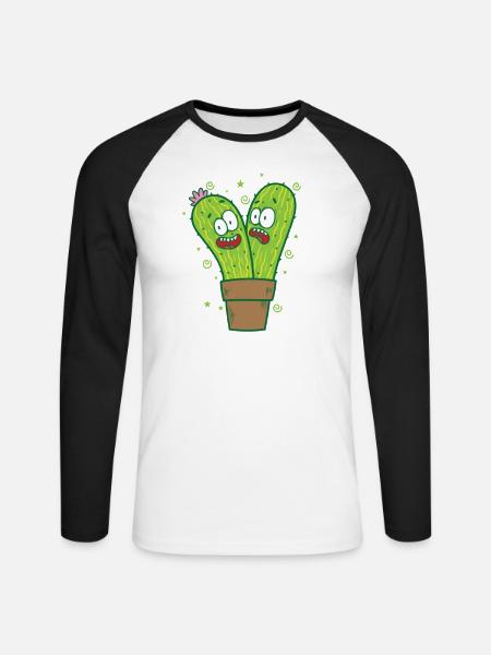 Cacti Plants Nature - Unisex Long Sleeve Baseball T-Shirt - white/black