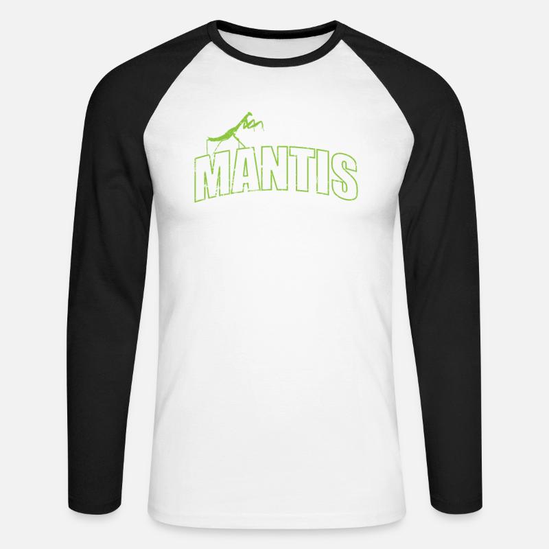 Mantis insect on the script - Unisex Long Sleeve Baseball T-Shirt - white/black