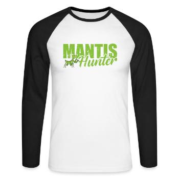 Mantis Hunter - Unisex Baseballshirt langarm - Weiß/Schwarz - Vorne - Nik (191cm)