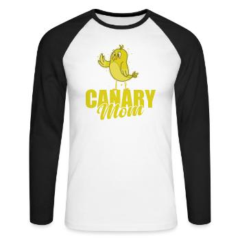 Maman oiseau canari - T-shirt baseball manches longues Homme - blanc/noir - Devant - Nik (191cm)