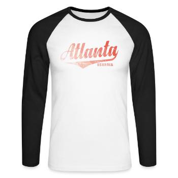 Atlanta Georgia Stadt in den USA - Unisex Baseballshirt langarm - Weiß/Schwarz - Vorne - Nik (191cm)