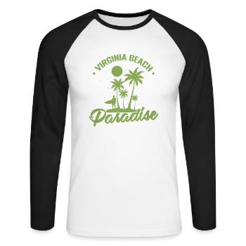 Virginia Beach Paradise Virginia City aux États-Unis - T-shirt baseball manches longues Homme - blanc/noir - Devant - Nik (191cm)