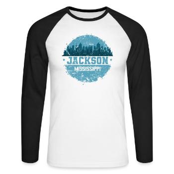 Jackson, Mississippi, a city in Jackson, Mississippi - Unisex Long Sleeve Baseball T-Shirt - white/black - Front - Nik (191cm)