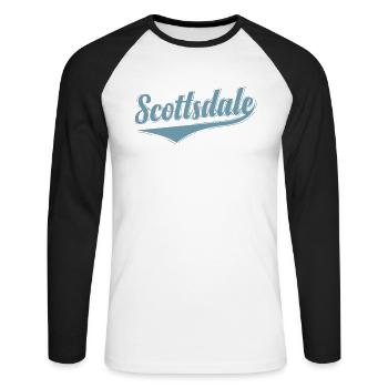 Scottsdale Arizona Stadt in den USA - Unisex Baseballshirt langarm - Weiß/Schwarz - Vorne - Nik (191cm)