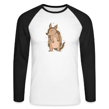 friendly armadillo - Unisex Long Sleeve Baseball T-Shirt - white/black - Front - Nik (191cm)