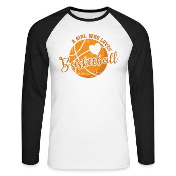 Une fille qui aime les sports de basket-ball - T-shirt baseball manches longues Homme - blanc/noir - Devant - Nik (191cm)