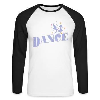 Couple de danse « Danse » - T-shirt baseball manches longues Homme - blanc/noir - Devant - Nik (191cm)