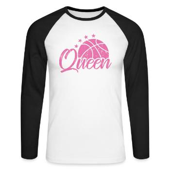 Queen Basketball Frauen - Unisex Baseballshirt langarm - Weiß/Schwarz - Vorne - Nik (191cm)